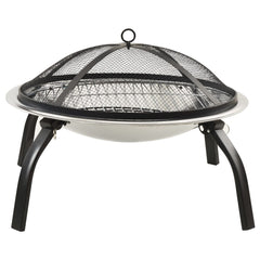 2-in-1 Fire Pit and BBQ with Poker 56x56x49 cm Stainless Steel