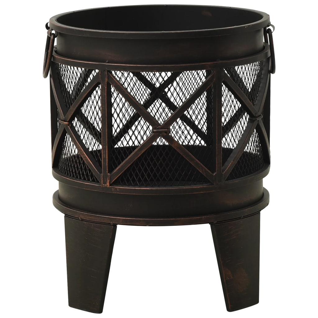 Rustic Fire Pit with Poker Φ42x54 cm Steel