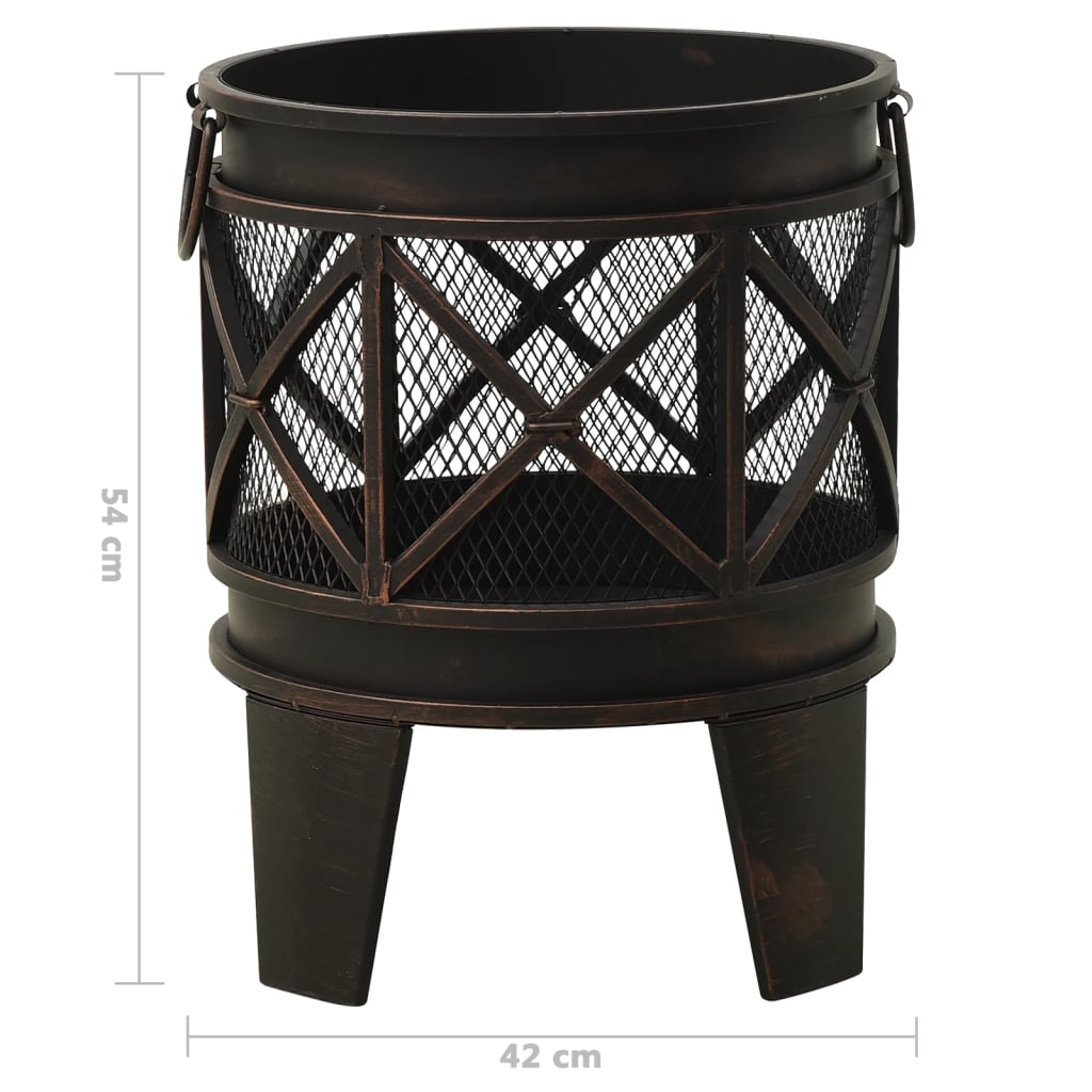 Rustic Fire Pit with Poker Φ42x54 cm Steel