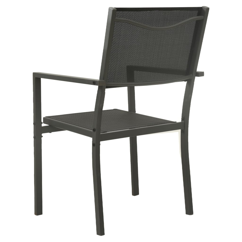 Garden Chairs 2 pcs Textilene and Steel Black and Anthracite