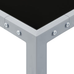 Garden Table 130x130x72 cm Grey Steel and Glass