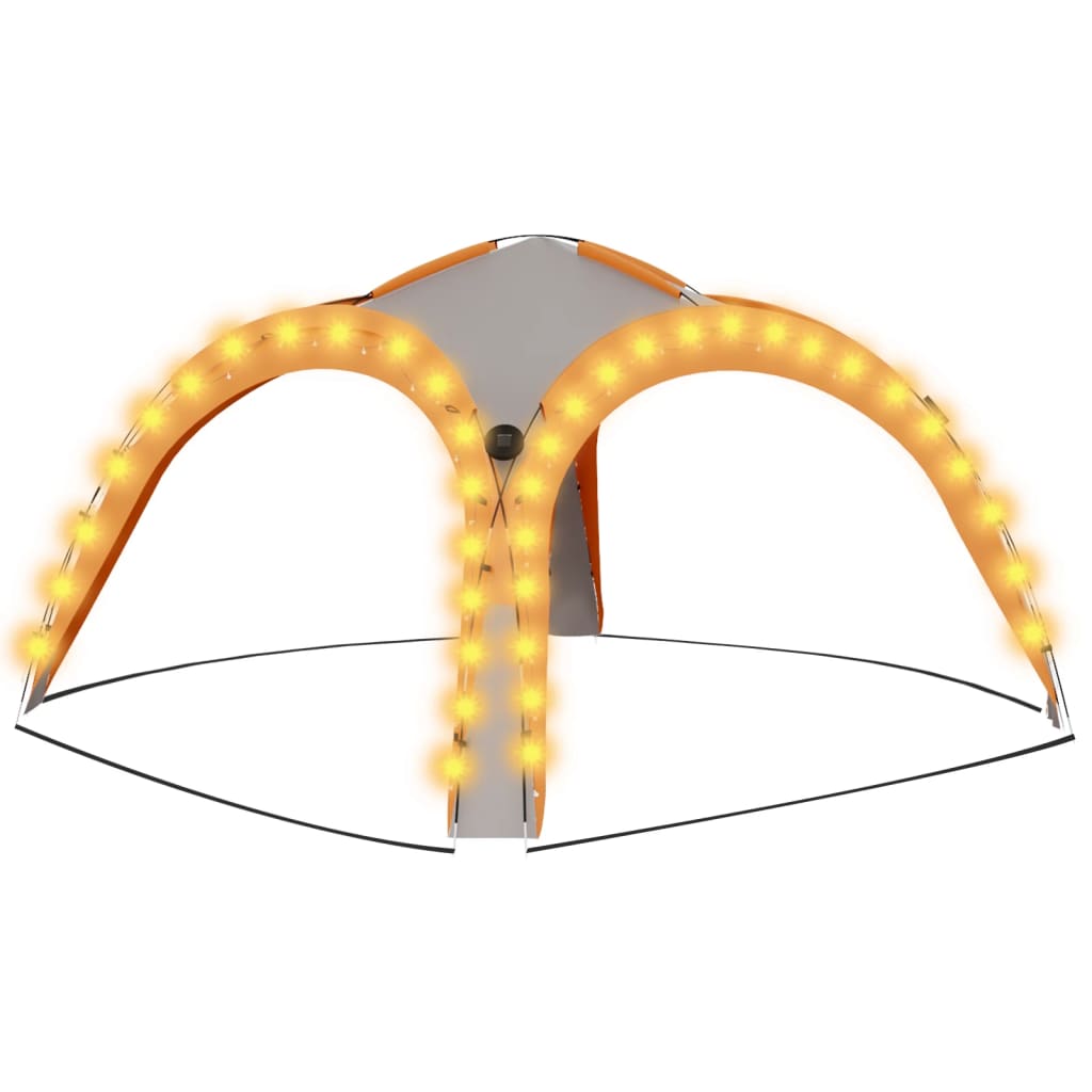 Party Tent with LED and 4 Sidewalls 3.6x3.6x2.3 m Grey&Orange