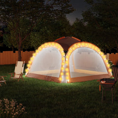 Party Tent with LED and 4 Sidewalls 3.6x3.6x2.3 m Grey&Orange