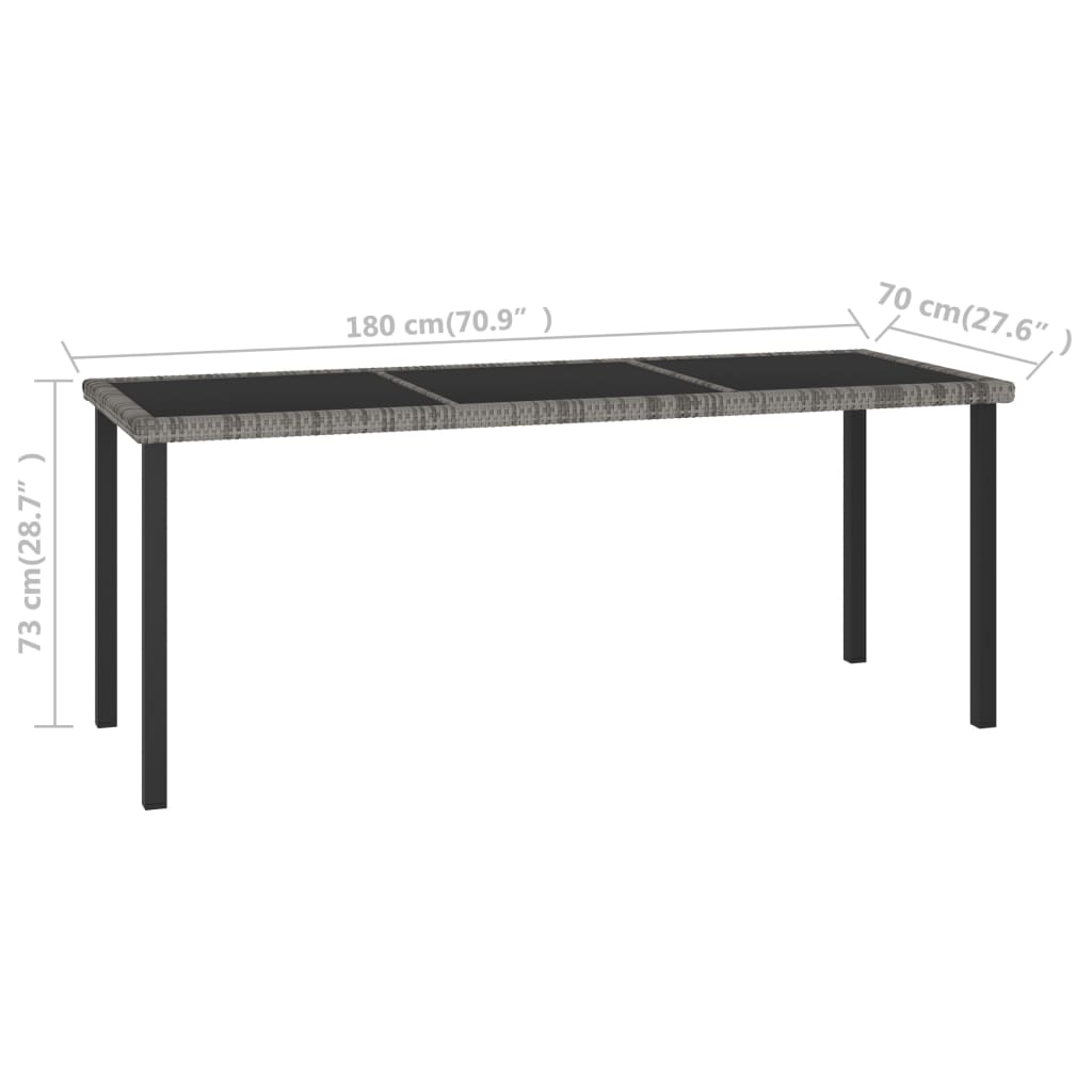 Garden Dining Table Grey 180x70x73 cm Poly Rattan