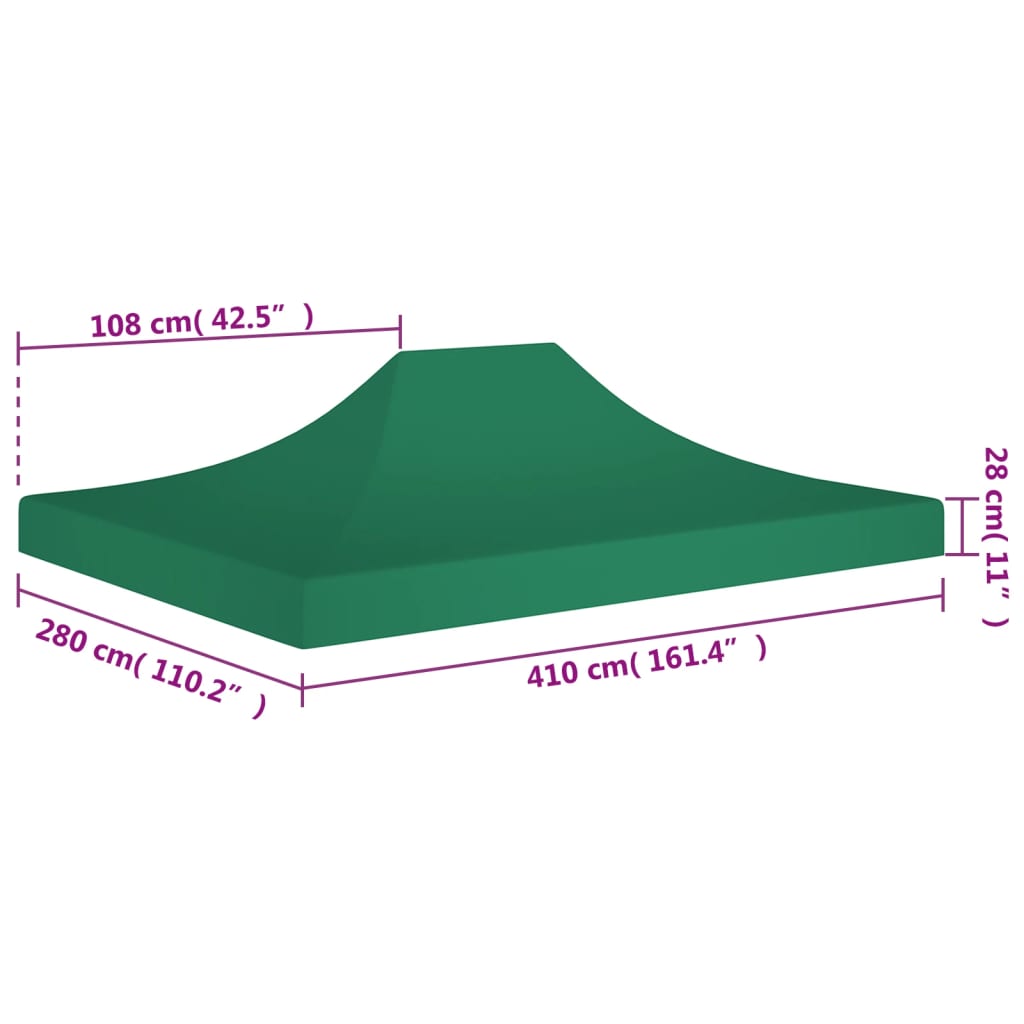 Party Tent Roof 4x3 m Green 270 g/m²