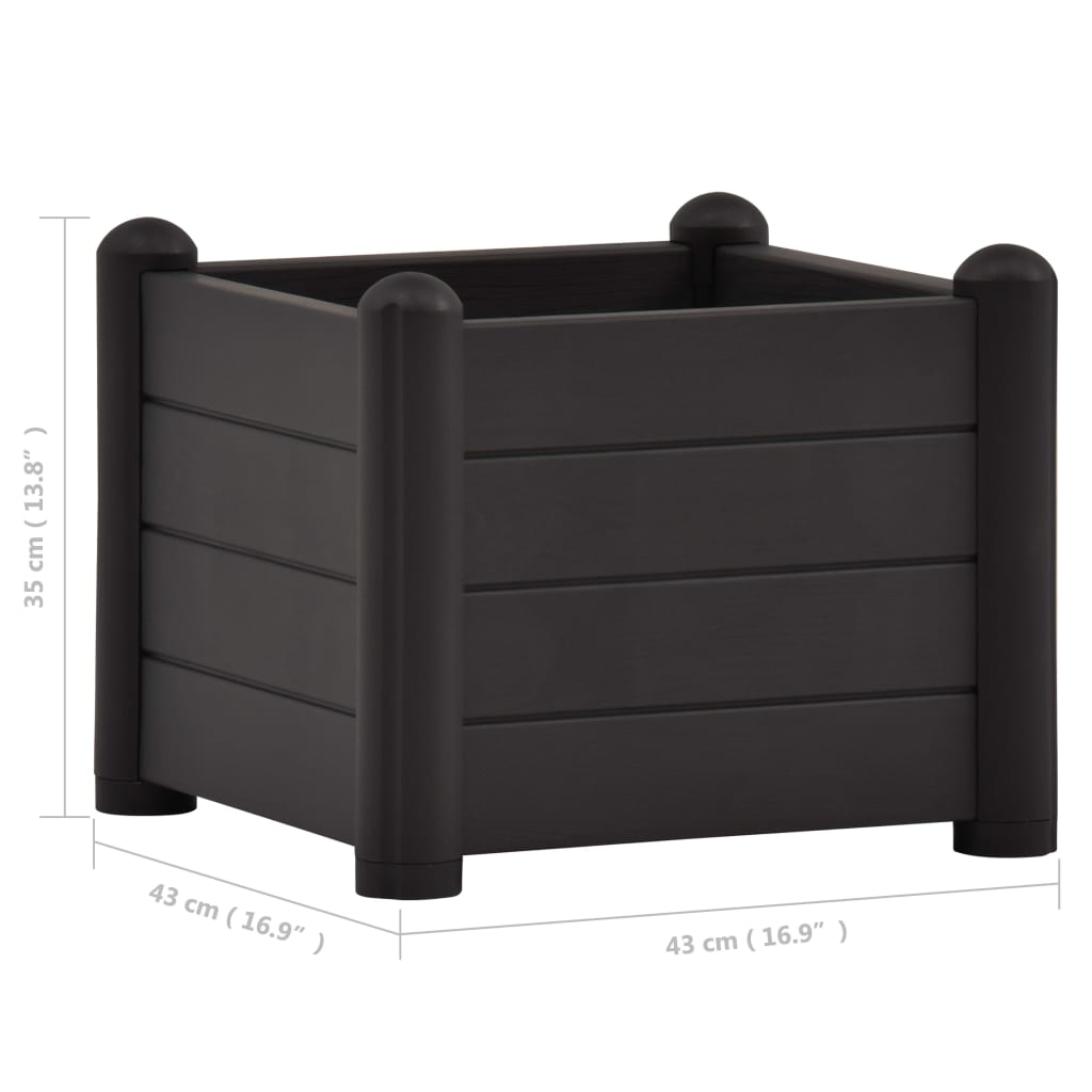 Garden Raised Bed PP Anthracite 43x43x35 cm