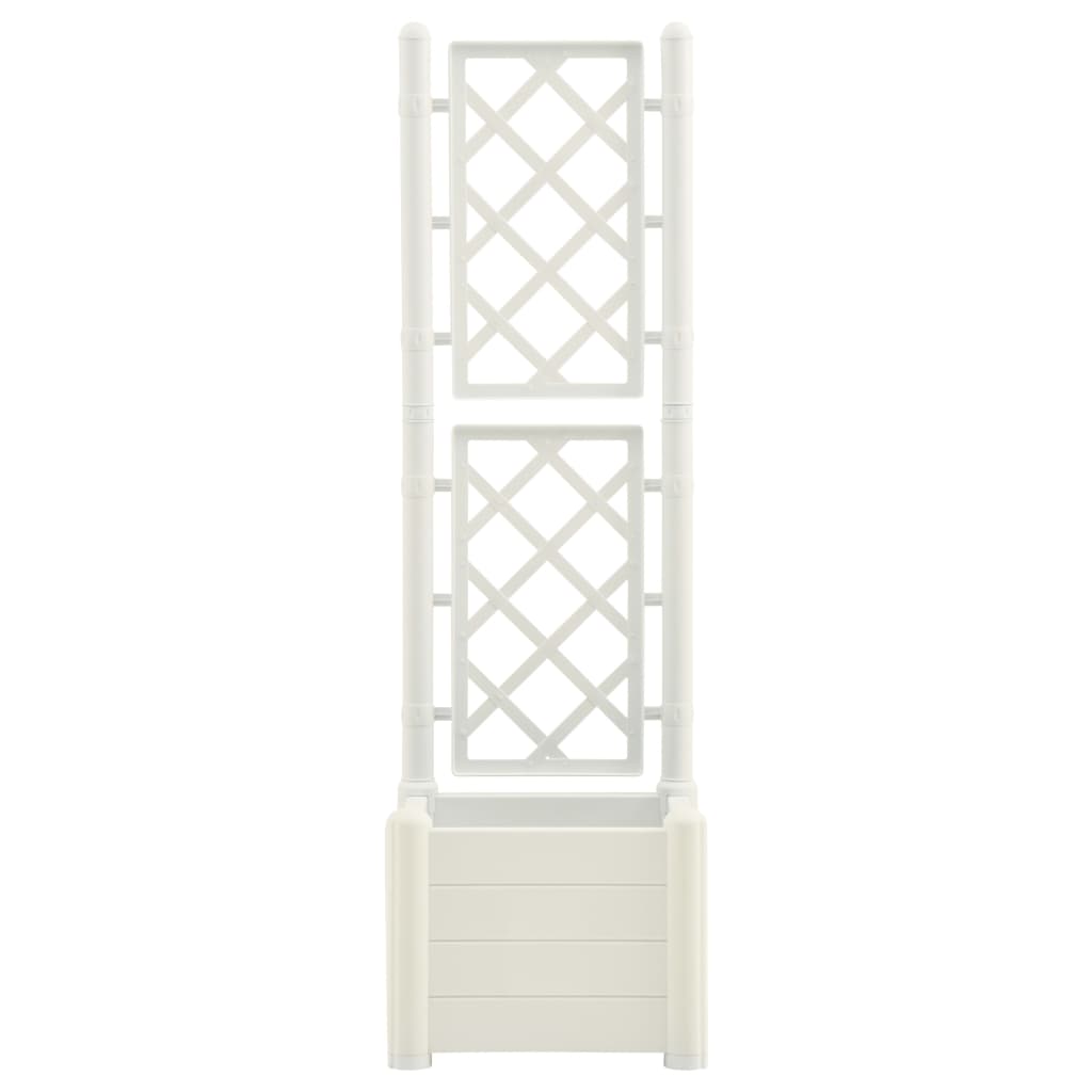 Garden Planter with Trellis 43x43x142 cm PP White