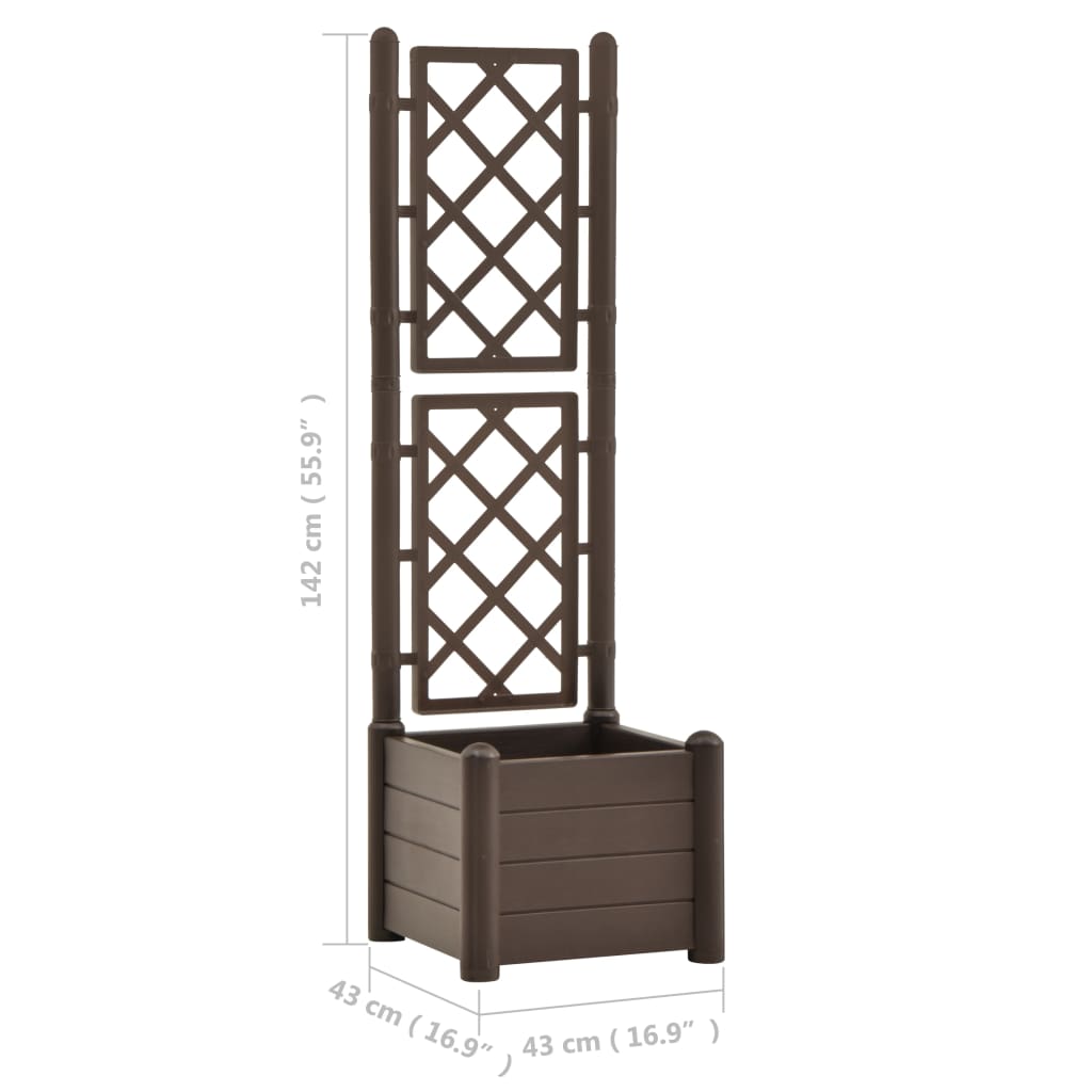 Garden Planter with Trellis 43x43x142 cm PP Mocha