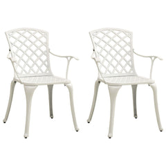 Garden Chairs 2 pcs Cast Aluminium White