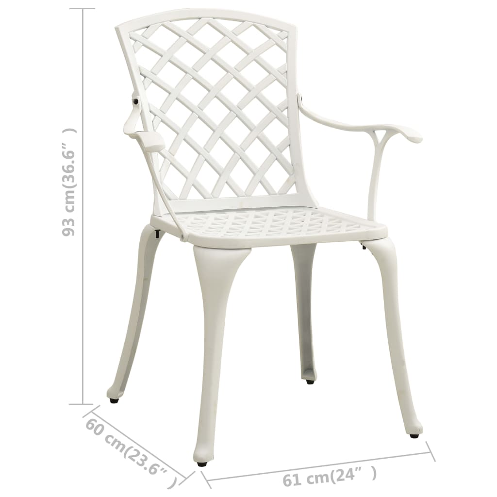 Garden Chairs 2 pcs Cast Aluminium White