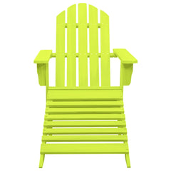 Garden Adirondack Chair with Ottoman Solid Fir Wood Green