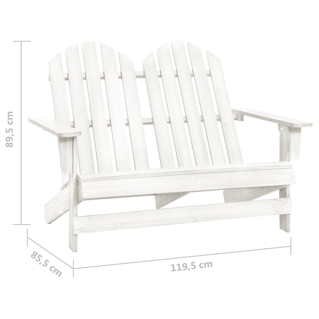 2-Seater Garden Adirondack Chair Solid Fir Wood White