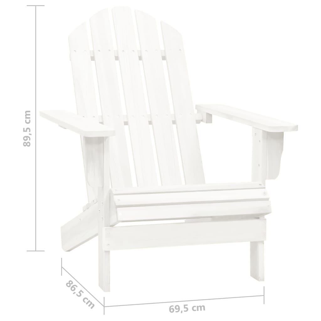 Garden Adirondack Chair with Table Solid Fir Wood White