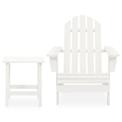 Garden Adirondack Chair with Table Solid Fir Wood White