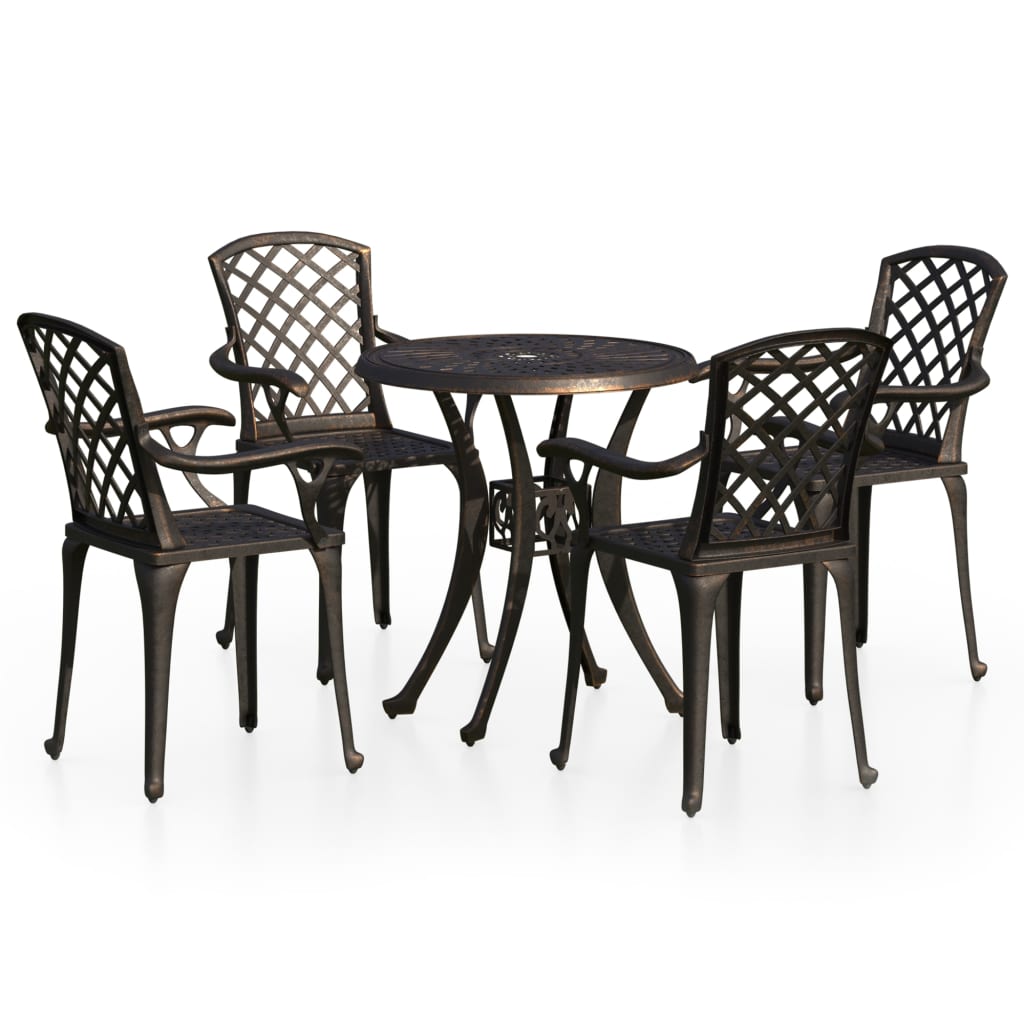 5 Piece Bistro Set Cast Aluminium Bronze