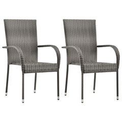 3 Piece Garden Dining Set Poly Rattan Grey