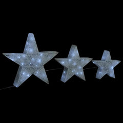 Christmas Decoration Stars 3 pcs White Mesh LED Outdoor Indoor