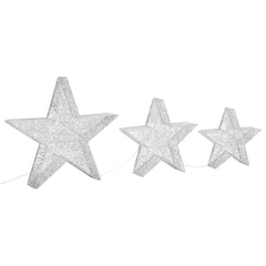 Christmas Decoration Stars 3 pcs Silver Mesh LED Outdoor Indoor