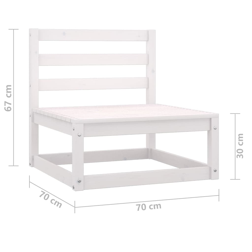 3 Piece Garden Lounge Set White Solid Pinewood