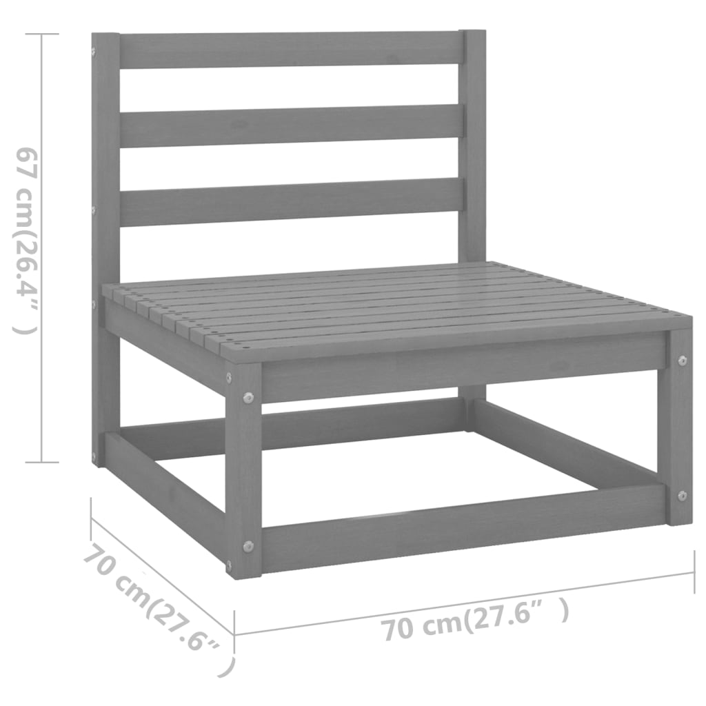 10 Piece Garden Lounge Set Grey Solid Pinewood