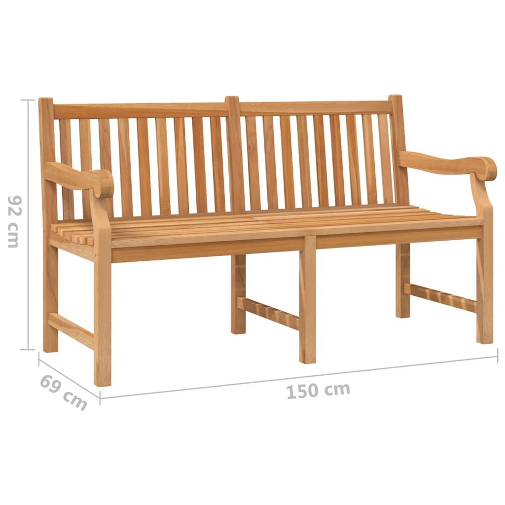 Garden Bench 150 cm Solid Teak Wood