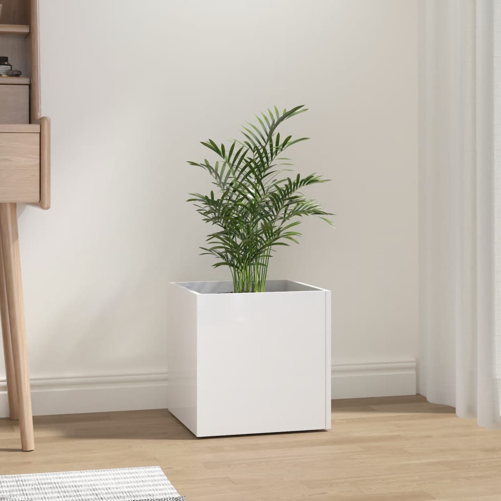 Planter Box High Gloss White 40x40x40 cm Engineered Wood