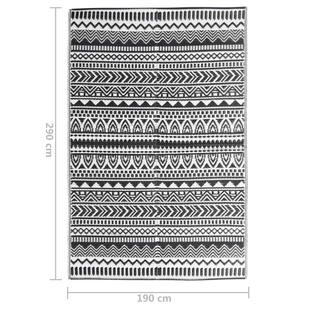 Outdoor Rug Black 190x290 cm PP