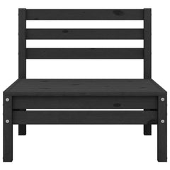 Garden Middle Sofa Black Solid Wood Pine