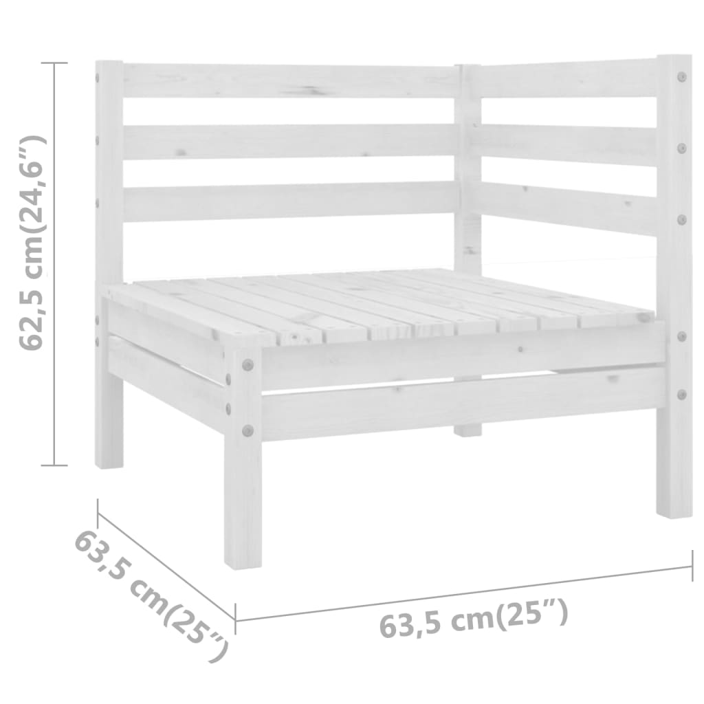 3 Piece Garden Lounge Set Solid Pinewood White