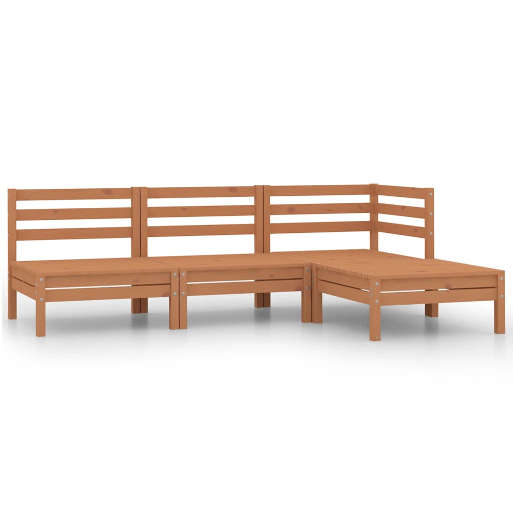 4 Piece Garden Lounge Set Solid Pinewood Honey Brown