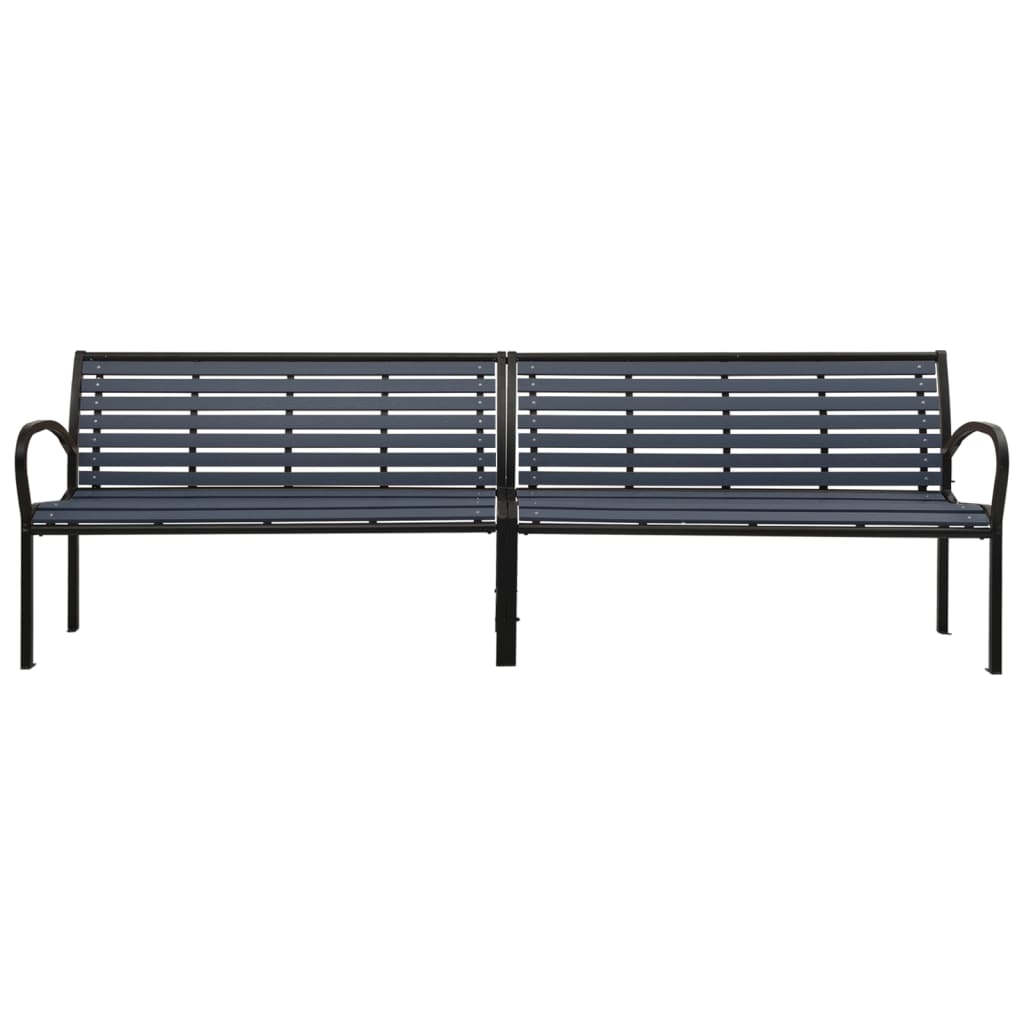 Twin Garden Bench 251 cm Steel and WPC Black