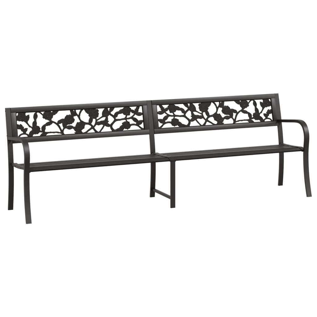 Twin Garden Bench 246 cm Black Steel