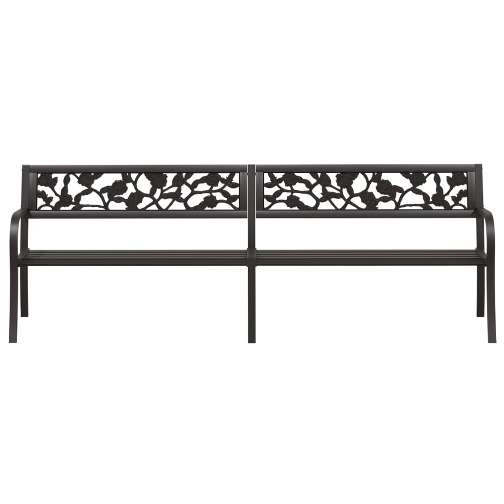 Twin Garden Bench 246 cm Black Steel