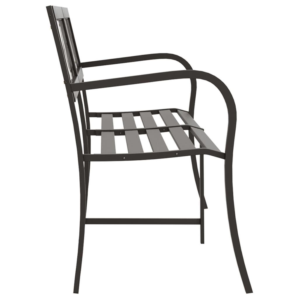 Twin Garden Bench 246 cm Black Steel