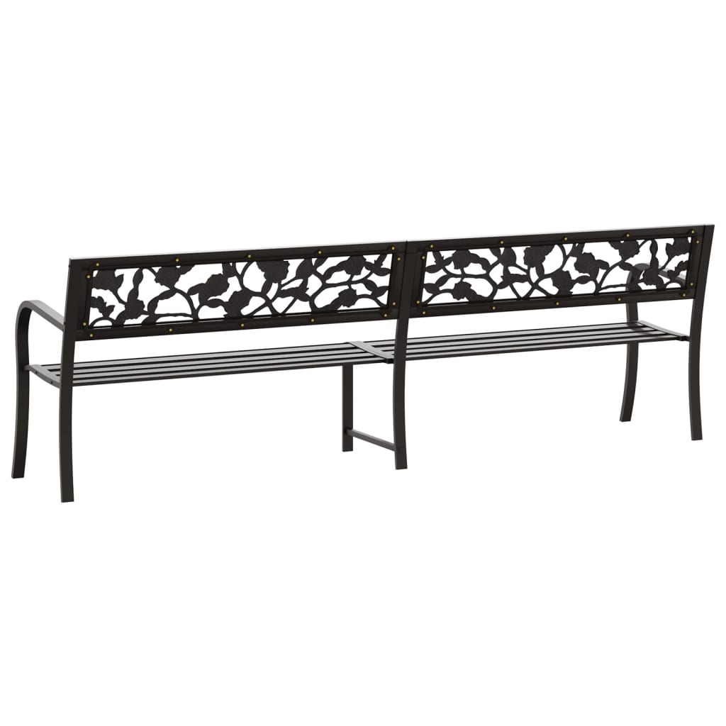 Twin Garden Bench 246 cm Black Steel