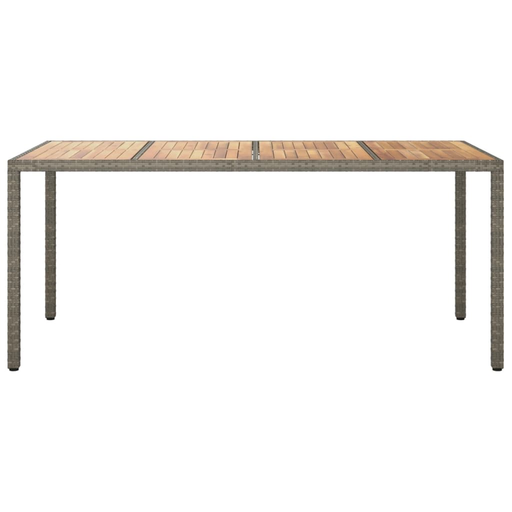 Garden Table 190x90x75 cm Poly Rattan and Acacia Wood Grey