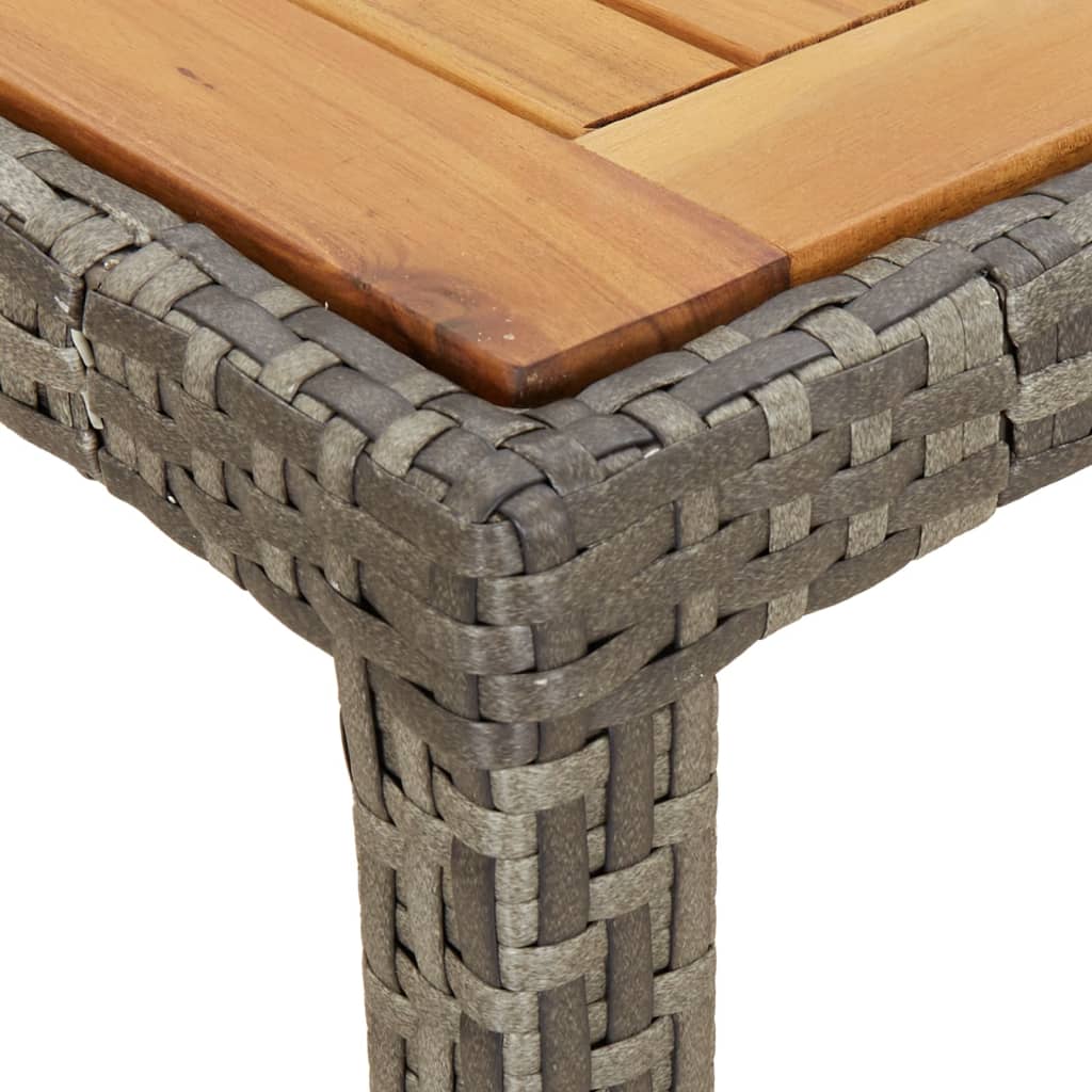 Garden Table 190x90x75 cm Poly Rattan and Acacia Wood Grey