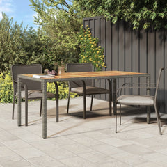 Garden Table 190x90x75 cm Poly Rattan and Acacia Wood Grey