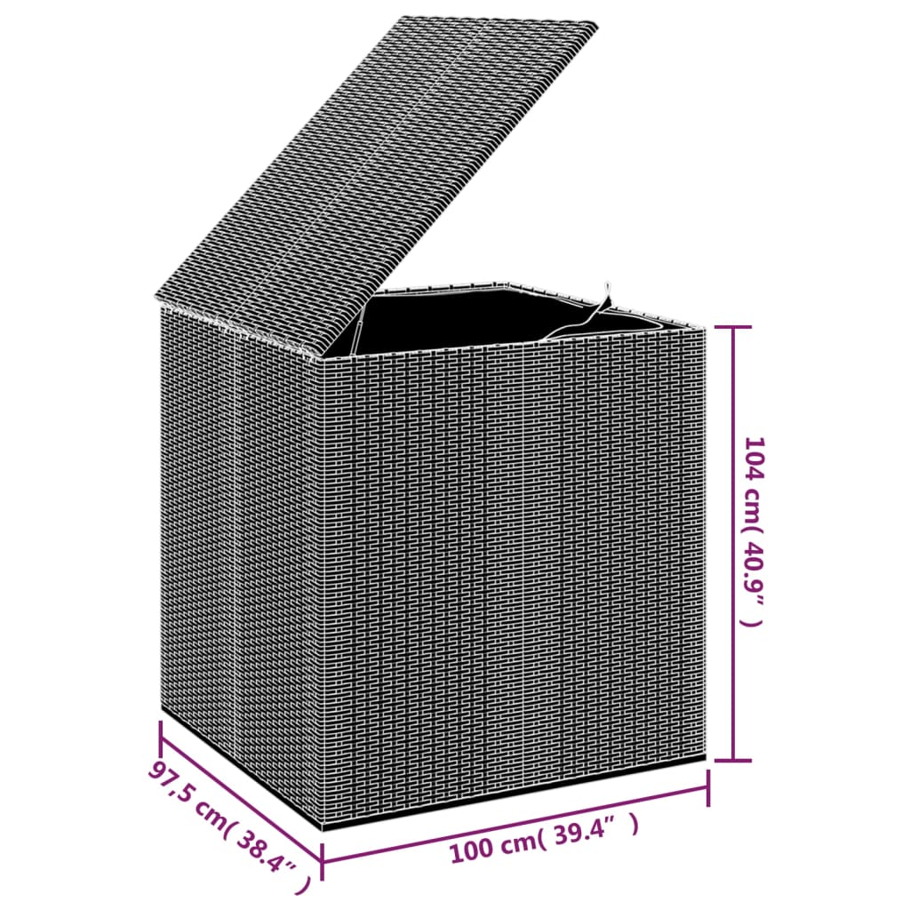 Garden Cushion Box PE Rattan 100x97.5x104 cm Grey