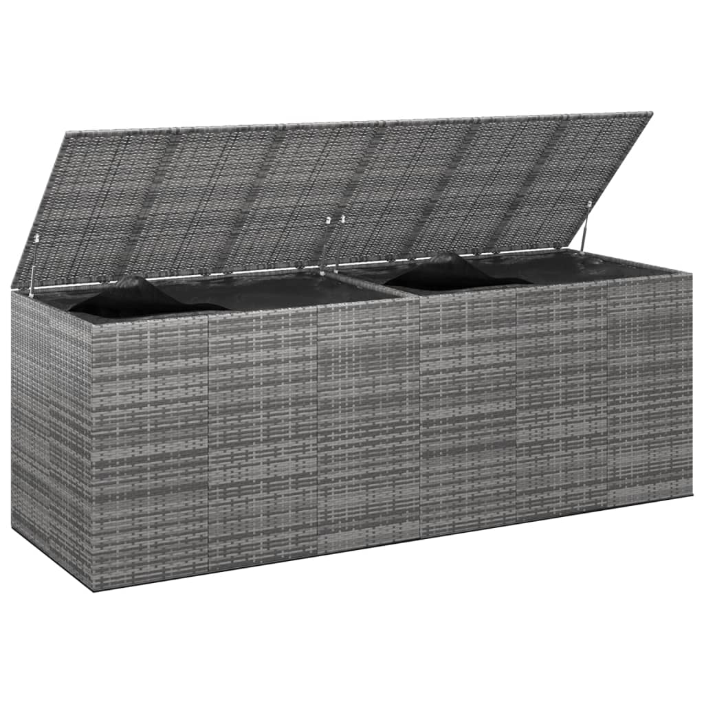 Garden Cushion Box PE Rattan 291x100.5x104 cm Grey