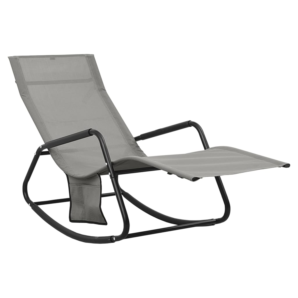 Sun Lounger Steel and Textilene Grey