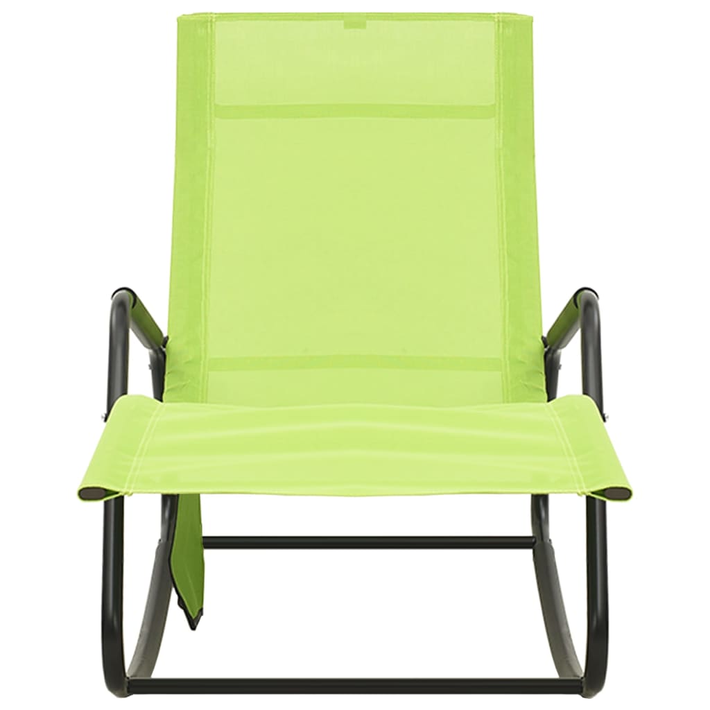 Sun Lounger Steel and Textilene Green