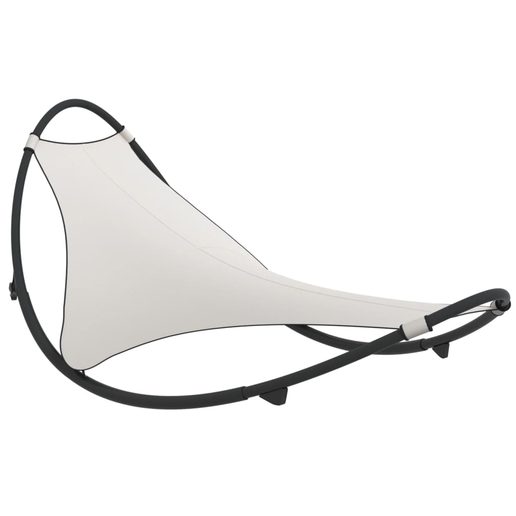 Rocking Sun Lounger with Wheels Steel & Textilene Fabric Cream