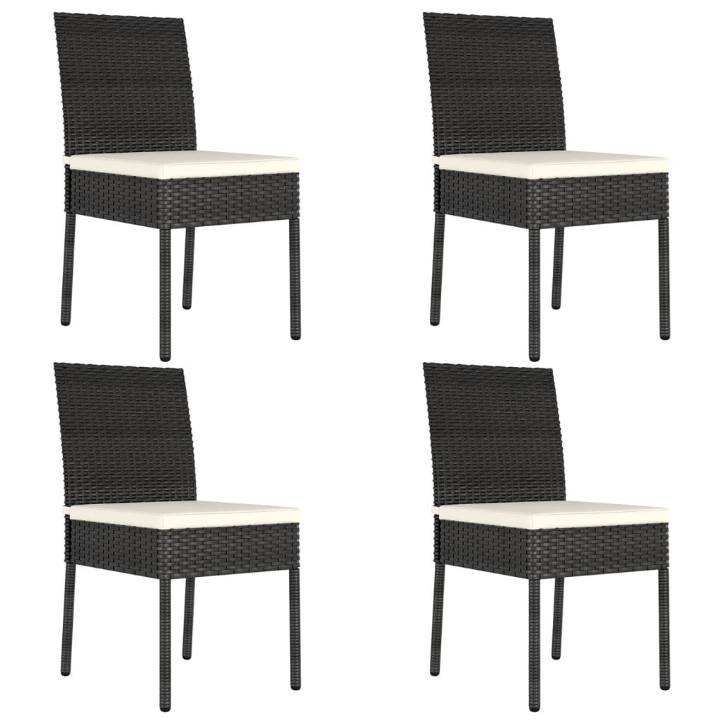 Garden Dining Chairs 4 pcs Poly Rattan Black