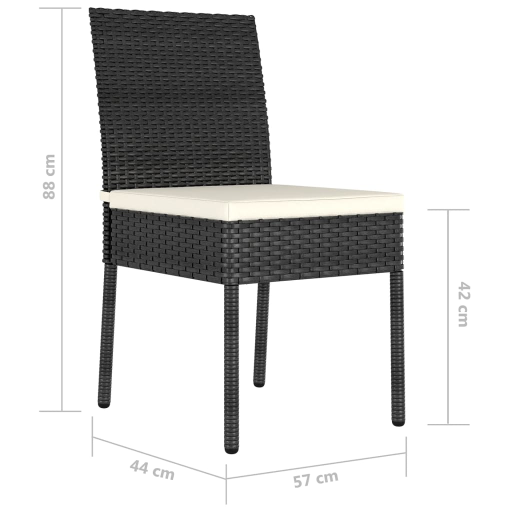 Garden Dining Chairs 4 pcs Poly Rattan Black