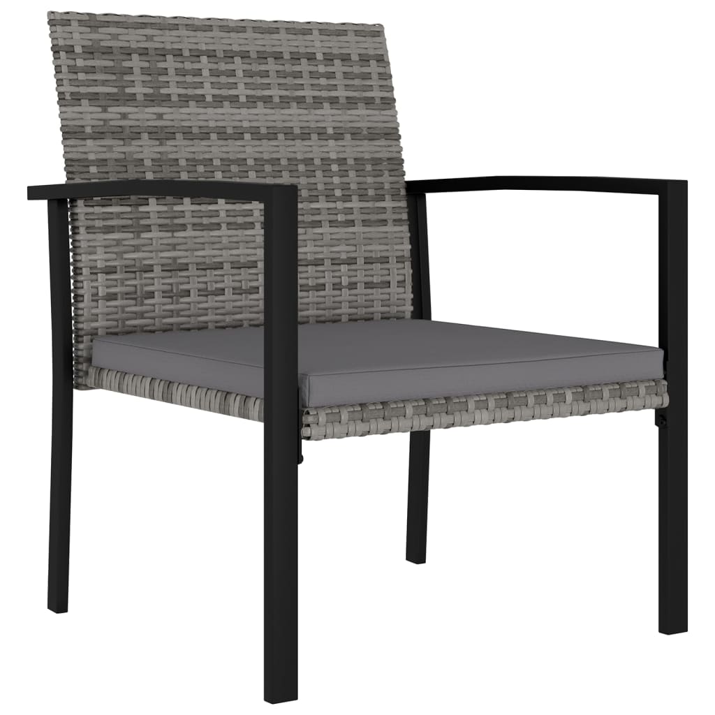 Garden Dining Chairs 2 pcs Poly Rattan Grey