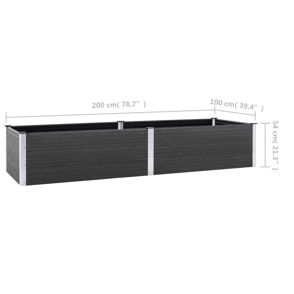 Garden Raised Bed 200x100x54 cm WPC Grey