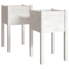 Garden Planters 2 pcs White 40x40x70 cm Solid Pinewood