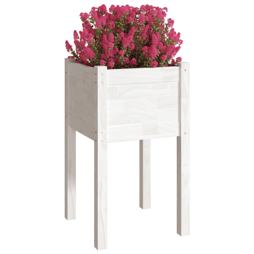 Garden Planters 2 pcs White 40x40x70 cm Solid Pinewood