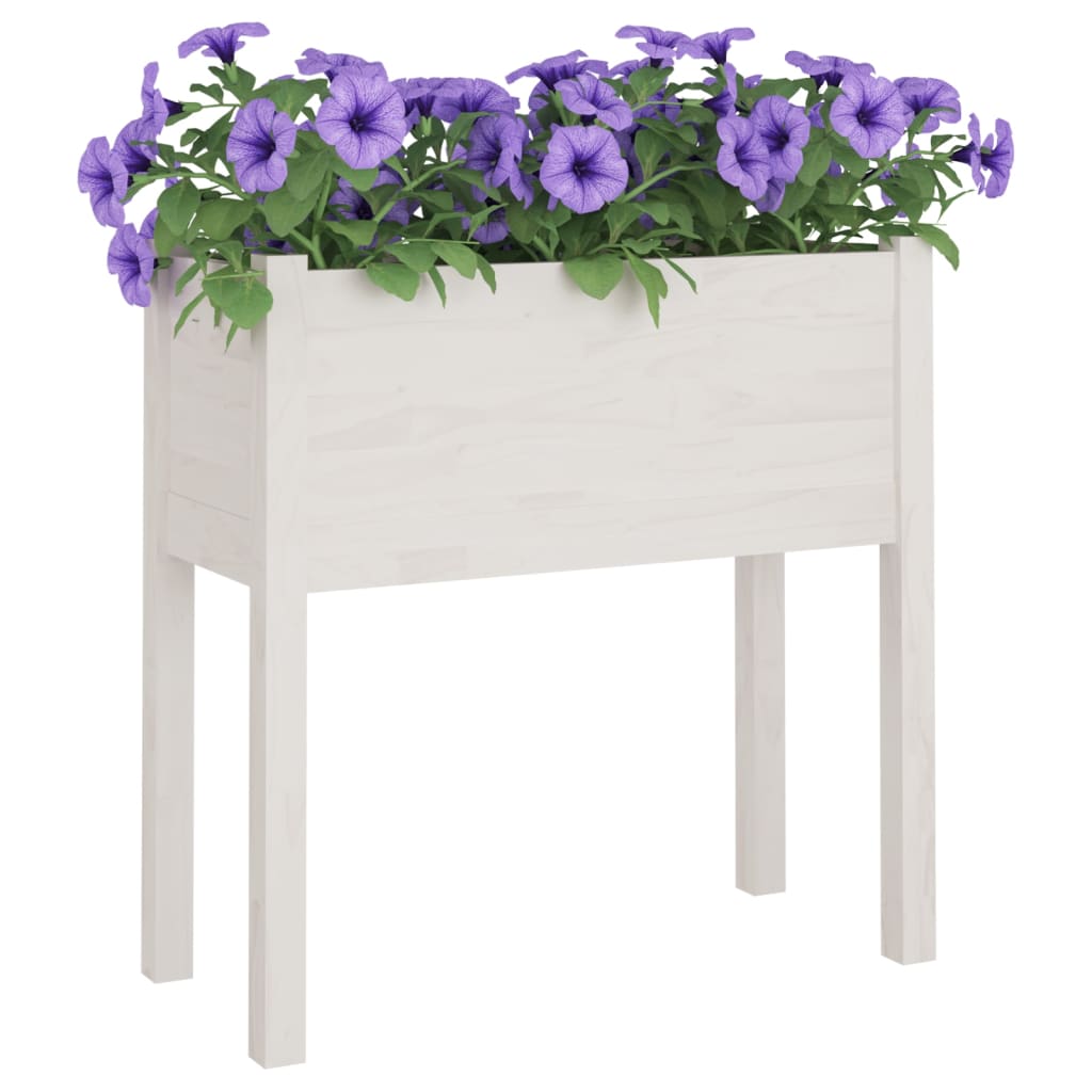 Garden Planter White 70x31x70 cm Solid Pinewood